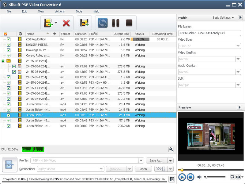 Xilisoft PSP Video Converter Screenshot